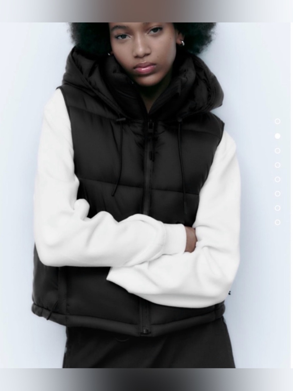 Zara Black Hooded Quilted Puffer Vest